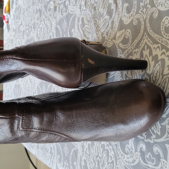 Anne Klein leather brown 4-inch high heel boots size 10 1/2 ankle/calf high - Picture 4 of 13